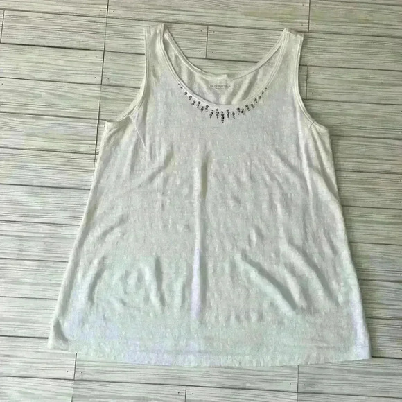 Eileen Fisher lightweight 100% linen scoop neck sleeveless tank top - Picture 1 of 4